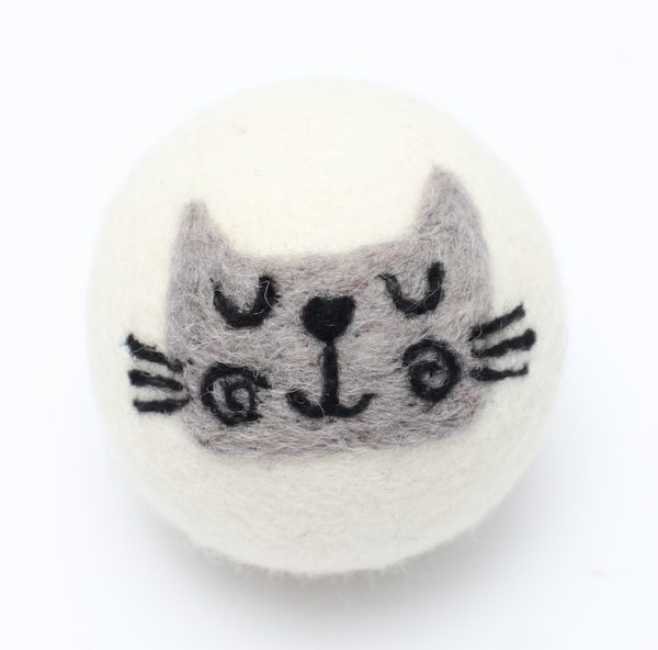 Wool Dryer Ball Grey Cat