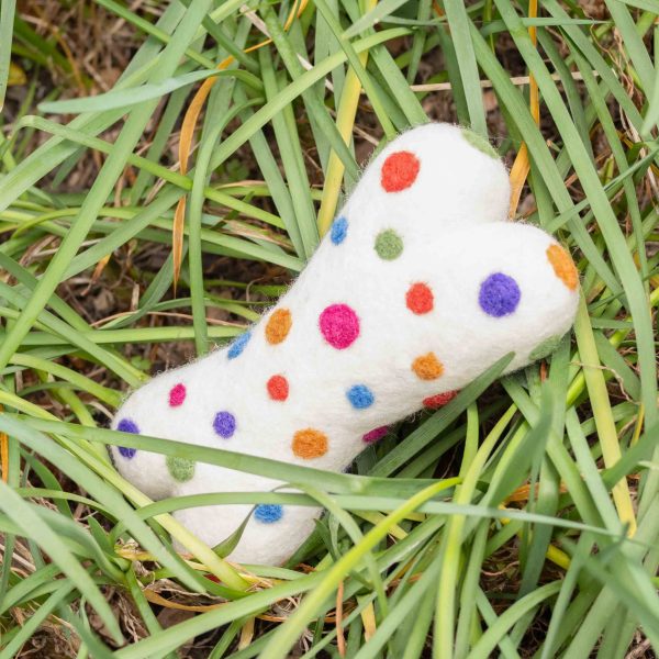 Chew & Play Wool Toy Polkadot White Small