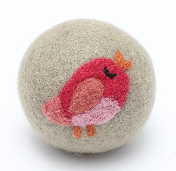 Wool Dryer Ball Bird Red