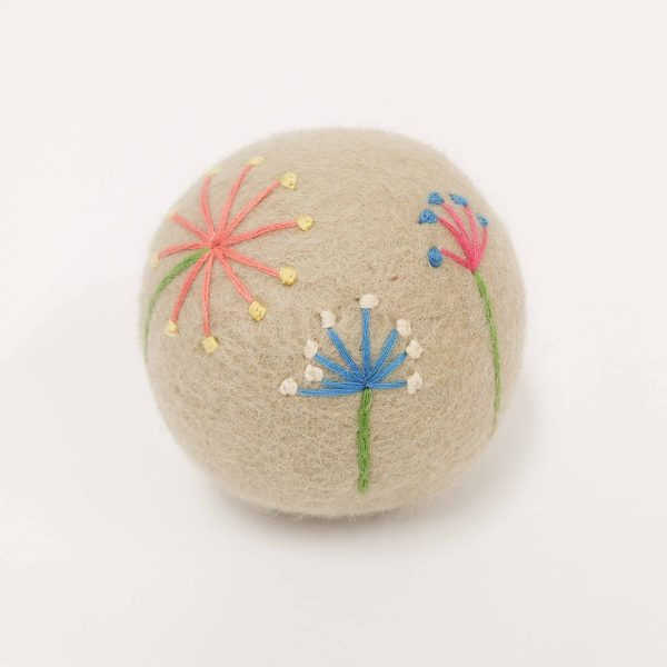 Wool Dryer Ball Flowers Cream